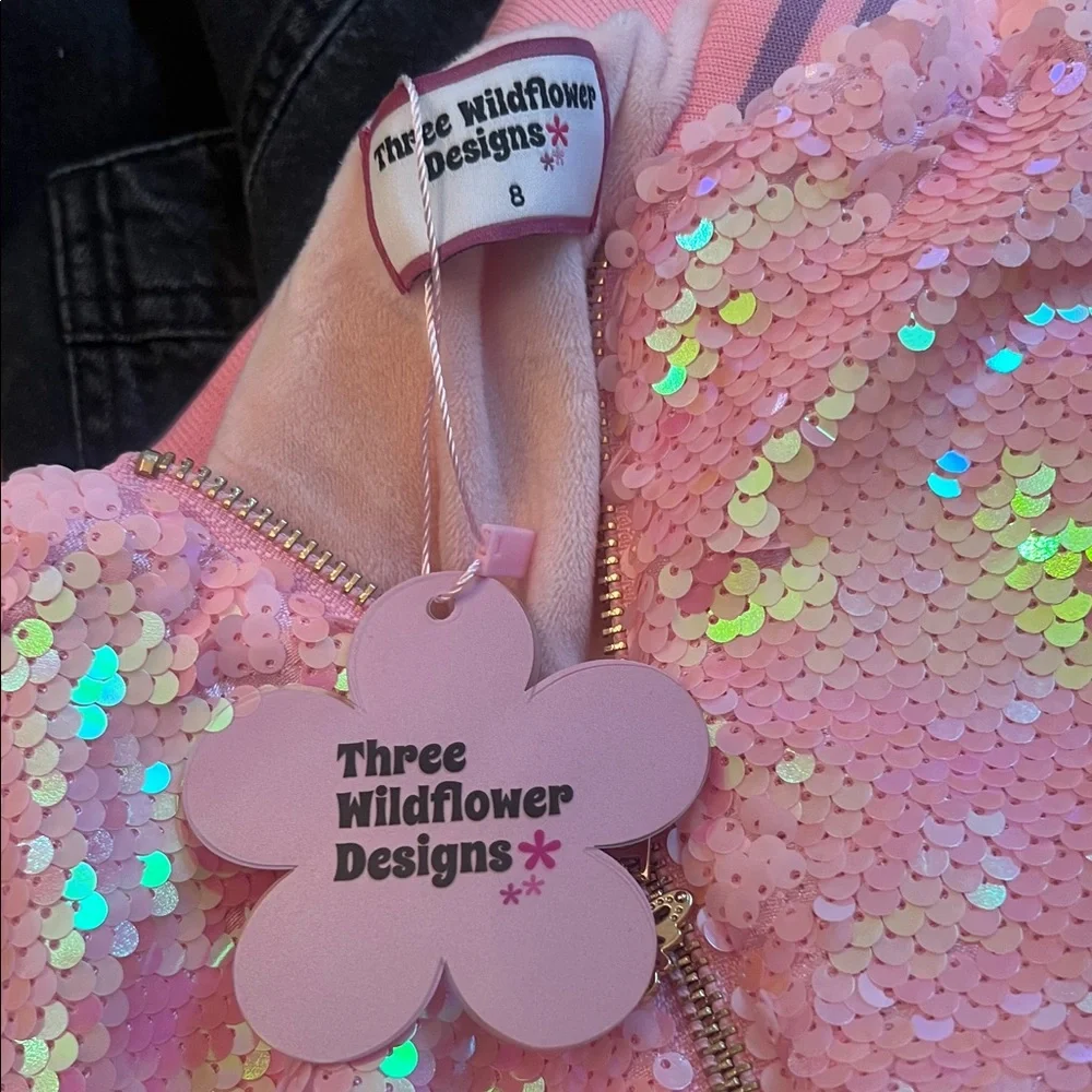 Pink Sequin Jacket with Butterfly Patches custom made by 3 wildflower designs !! - Picture 13 of 13
